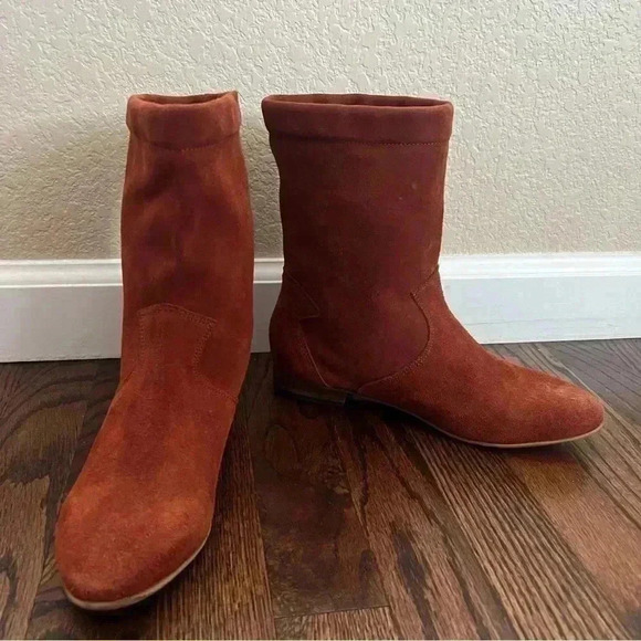 Free People Ashville Slouchy Suede Leather Ankle Boots Size 36, US 6 Rust 935296 - Picture 15 of 16